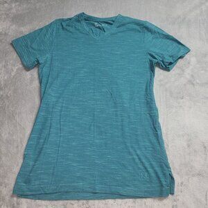 Under Armour Shirt Women's Medium Blue Fitted V-Neck Short Sleeved Activewear!